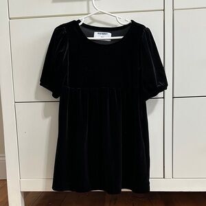 Old Navy Black Velvet Puff Sleeve Dress for Girls